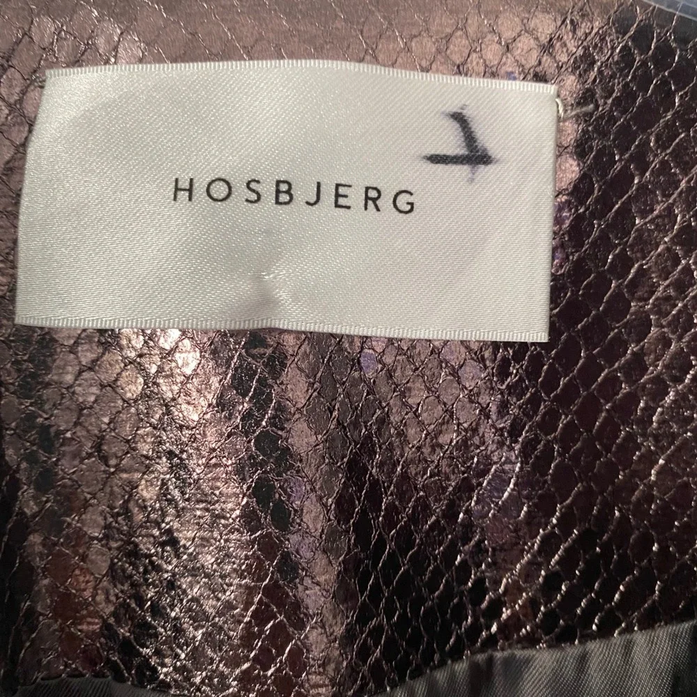 NWOT HOSBJERG Lucy Metallic Coat Womens Sz Small Rose‎ Gold Snake Print Trench